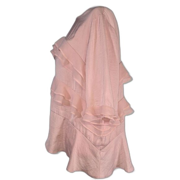 Who What Wear Dusty Rose Ruffled Tunic Blouse Size Medium - Picture 5 of 8